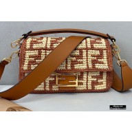 Fendi Raffia FF Medium Baguette Bag Brown 2020