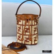 Fendi Raffia FF Mon Tresor Mini Bucket Bag Brown 2020