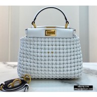 Fendi Leather Peekaboo Iconic Mini Interlace Bag White 2020