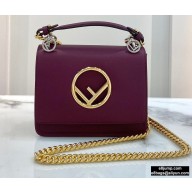 Fendi Leather Kan I F Mini Bag Burgundy