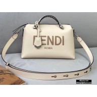 Fendi Heat-stamped FENDI ROMA By The Way Medium Boston Bag White 2020