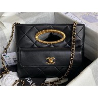 Chanel Lambskin & Gold-Tone Metal BLACK Small Shopping Bag AS5036 2024
