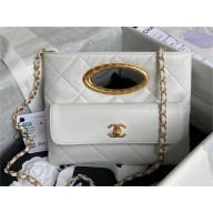 Chanel Lambskin & Gold-Tone Metal WHITE Small Shopping Bag AS5036 2024
