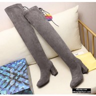 Louis Vuitton Heel 6.5cm Bliss High Tight Boots Suede Gray 2020