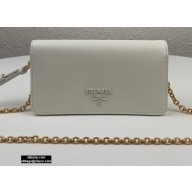 Prada Saffiano Leather Mini Bag with Chain Strap 1DH029 White 2020