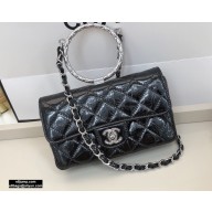 Chanel Mini Flap Bag AS1665 with Circle Handle Metallic Black 2020