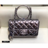 Chanel Mini Flap Bag AS1665 with Circle Handle Metallic Gun Color 2020