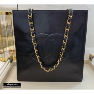 Chanel Shiny Aged Calfskin Vertical Shopping Tote Bag AS1945 Black 2020