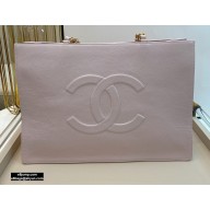 Chanel Shiny Aged Calfskin Horizontal Shopping Tote Bag AS1943 Light Pink 2020