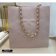 Chanel Shiny Aged Calfskin Vertical Shopping Tote Bag AS1945 Light Pink 2020