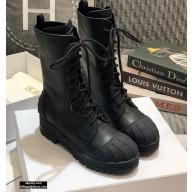 Dior Heel 3.5cm Rubber and Calfskin DiorIron Lace-up Boots Black 2020