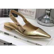 Dior Rhinestone J'Adior Slingback Ballet Flats Metallic Gold 2020