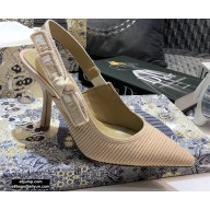 Dior Heel 9.5cm J'Adior Metallic Thread Embroidered Slingback Pumps Nude 2020