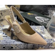 Dior Heel 6.5cm J'Adior Metallic Thread Embroidered Slingback Pumps Nude 2020