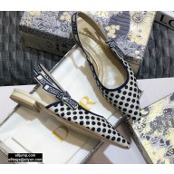 Dior J'Adior Dots Embroidered Slingback Ballet Flats Dark Blue 2020