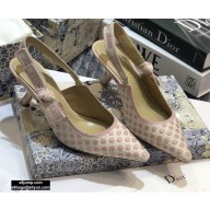 Dior Heel 6.5cm J'Adior Dots Embroidered Slingback Pumps Pink 2020