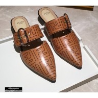 Fendi Calfskin FF Print Slingbacks Brown 2020
