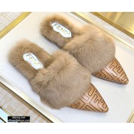 Fendi Rabbit Hair FF Print Slingbacks Brown 2020