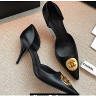 Chanel Heel 7cm Coco Vintage Pumps Top Quality Black/Gold 2020