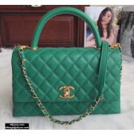 Chanel Coco Handle Medium Flap Bag Green with Top Handle A92991 Top Quality 7148