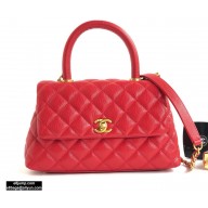 Chanel Coco Handle Small Flap Bag Red with Top Handle A92990
