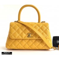 Chanel Coco Handle Small Flap Bag Yellow with Top Handle A92990