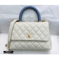 Chanel Coco Handle Small Flap Bag White/Blue with Lizard Top Handle A92990 Top Quality 7147