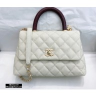 Chanel Coco Handle Small Flap Bag White/Burgundy with Lizard Top Handle A92990 Top Quality 7147