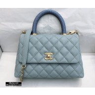 Chanel Coco Handle Small Flap Bag Gray with Lizard Top Handle A92990 Top Quality 7147