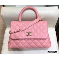 Chanel Coco Handle Small Flap Bag Pink with Top Handle A92990 Top Quality 7147