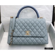Chanel Coco Handle Medium Flap Bag Gray with Lizard Top Handle A92991 Top Quality 7148