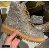 Jimmy Choo JC X TIMBERLAND/F Golden Mix Shimmer Suede Boots with Crystal Hotfix 2020