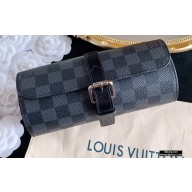 Louis Vuitton 3 Watch Case N41137 Damier Graphite Canvas