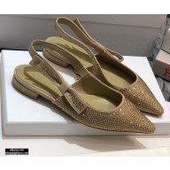 Dior J'Adior All Over Rhinestone Slingback Ballet Flats Gold 2020