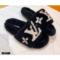 Louis Vuitton Shearling Flat Mules Black 2020