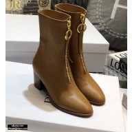Dior Heel 7cm Calfskin Ankle Boots Brown with Front Zip 2020