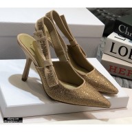 Dior Heel 9.5cm J'Adior All Over Rhinestone Slingback Pumps Gold 2020