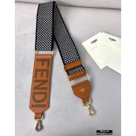 Fendi Leather Long Shoulder Strap You Check Ribbon Brown 2020
