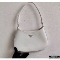 Prada Cleo Brushed Leather Shoulder Bag 1BC499 White 2020