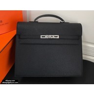 Hermes Kelly Depeches 34cm Briefcase Bag Black