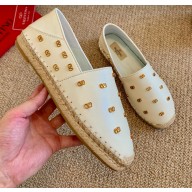 Valentino Metal VLogo Leather Espadrilles White 2020
