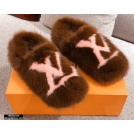 Louis Vuitton Mink Fur Dreamy Slippers Brown 2020
