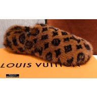 Louis Vuitton Monogram Mink Fur Dreamy Flat Loafers Brown 2020