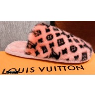 Louis Vuitton Monogram Mink Fur LV Suite Flat Mules Nude Pink 2020