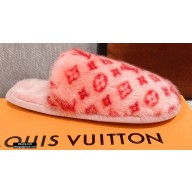 Louis Vuitton Monogram Mink Fur LV Suite Flat Mules Rose Pink 2020
