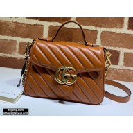 Gucci Diagonal GG Marmont Mini Top Handle Bag 583571 Brown 2020