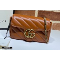 Gucci Diagonal GG Marmont Super Mini Shoulder Bag 476433 Brown 2020