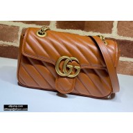 Gucci Diagonal GG Marmont Mini Shoulder Bag 446744 Brown 2020