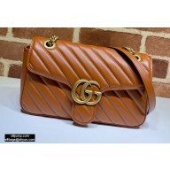 Gucci Diagonal GG Marmont Small Shoulder Bag 443497 Brown 2020