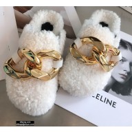 JW Anderson Shearling Chain Loafer Mules White 2020